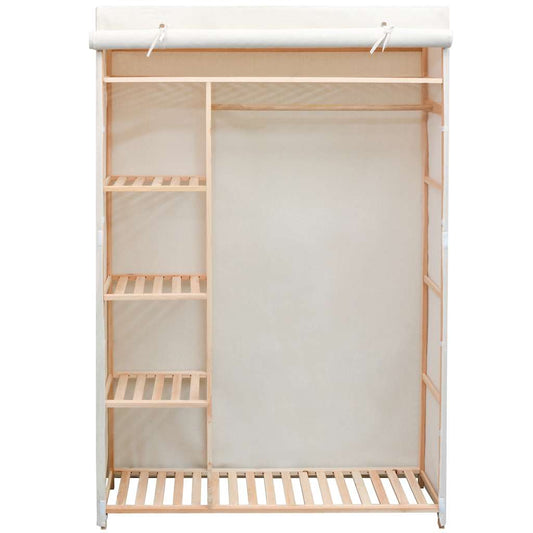 vidaXL Wardrobe | Cream | Pinewood and fabric | Large | Wardrobe | Rectangular 2