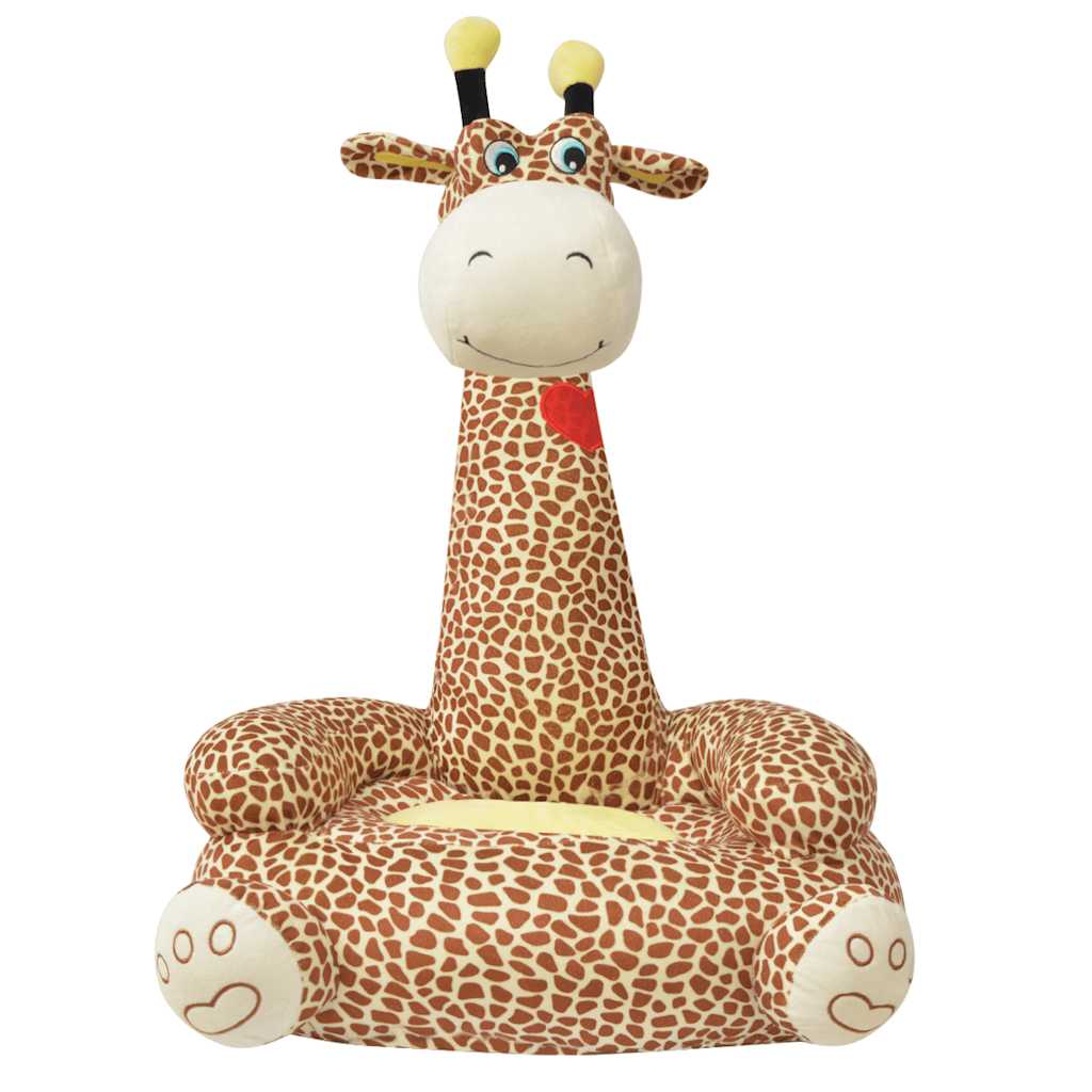 vidaXL Plush Children's Chair Giraffe Brown 2