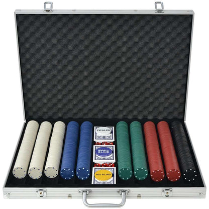 vidaXL Poker Set with 1000 Chips Aluminium 1