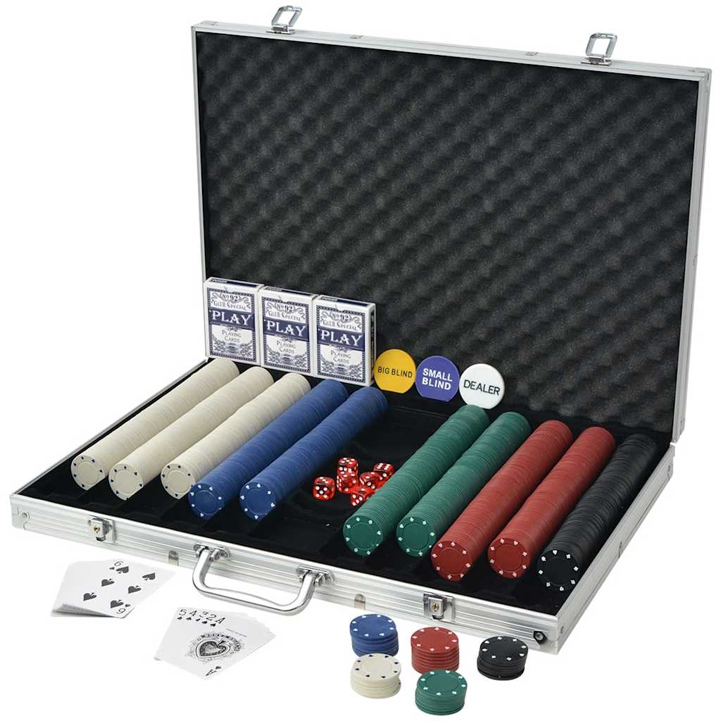 vidaXL Poker Set with 1000 Chips Aluminium 2