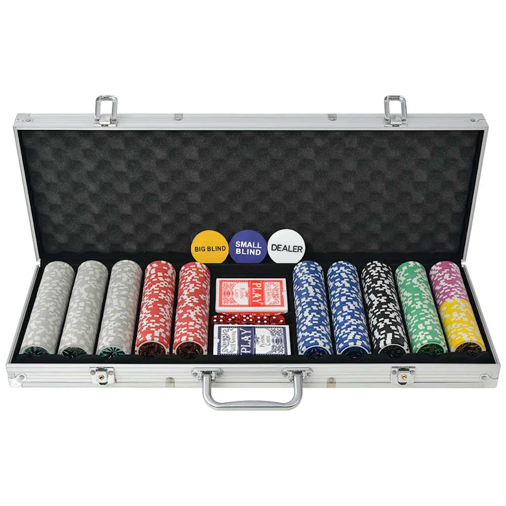 vidaXL Poker Set with 500 Laser Chips Aluminium 1