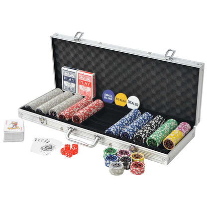 vidaXL Poker Set with 500 Laser Chips Aluminium 2