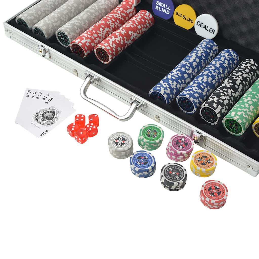 vidaXL Poker Set with 500 Laser Chips Aluminium 3