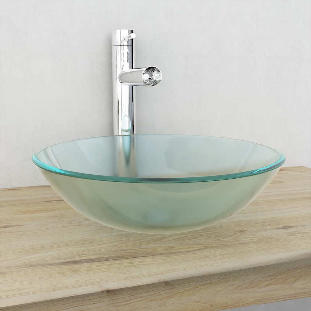 vidaXL Basin Tempered Glass 42 cm Frosted 1