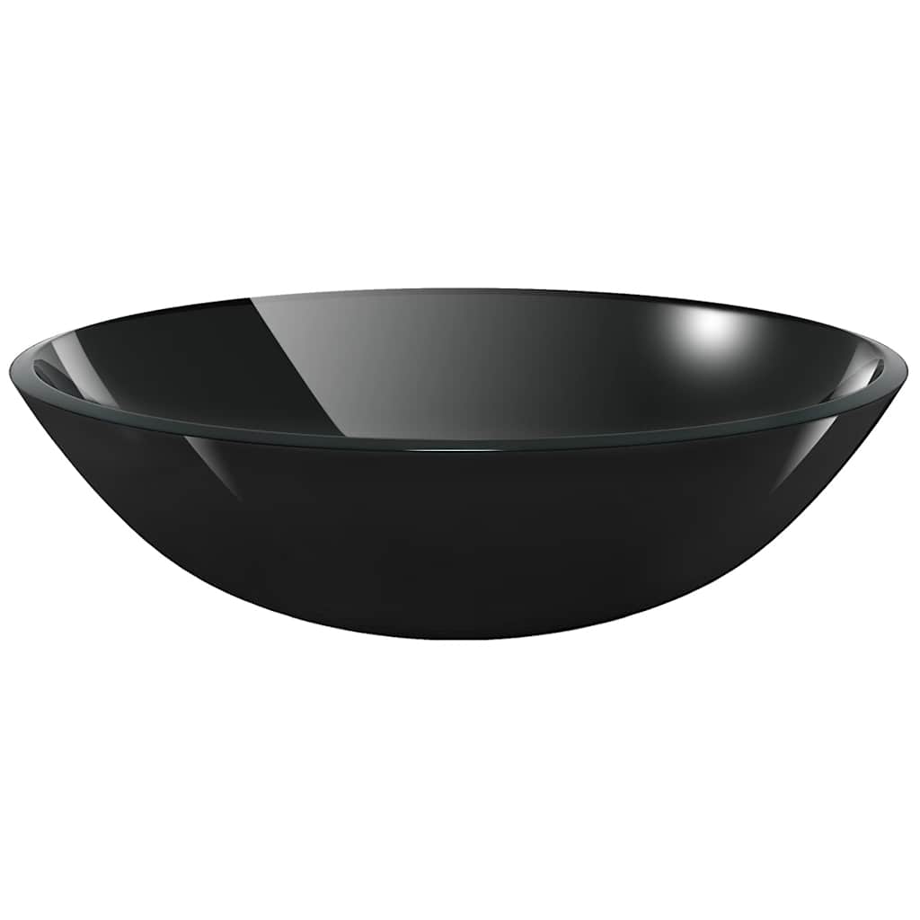 vidaXL Basin Tempered Glass 42 cm Black 2