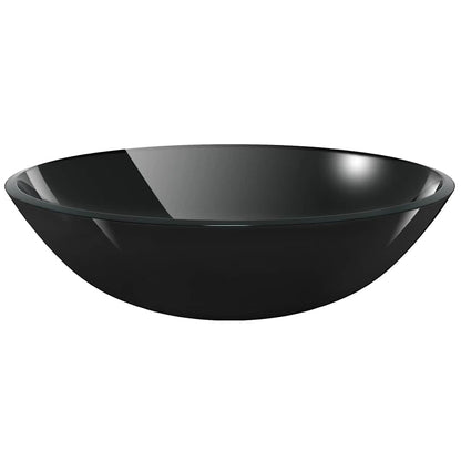vidaXL Basin Tempered Glass 42 cm Black 2