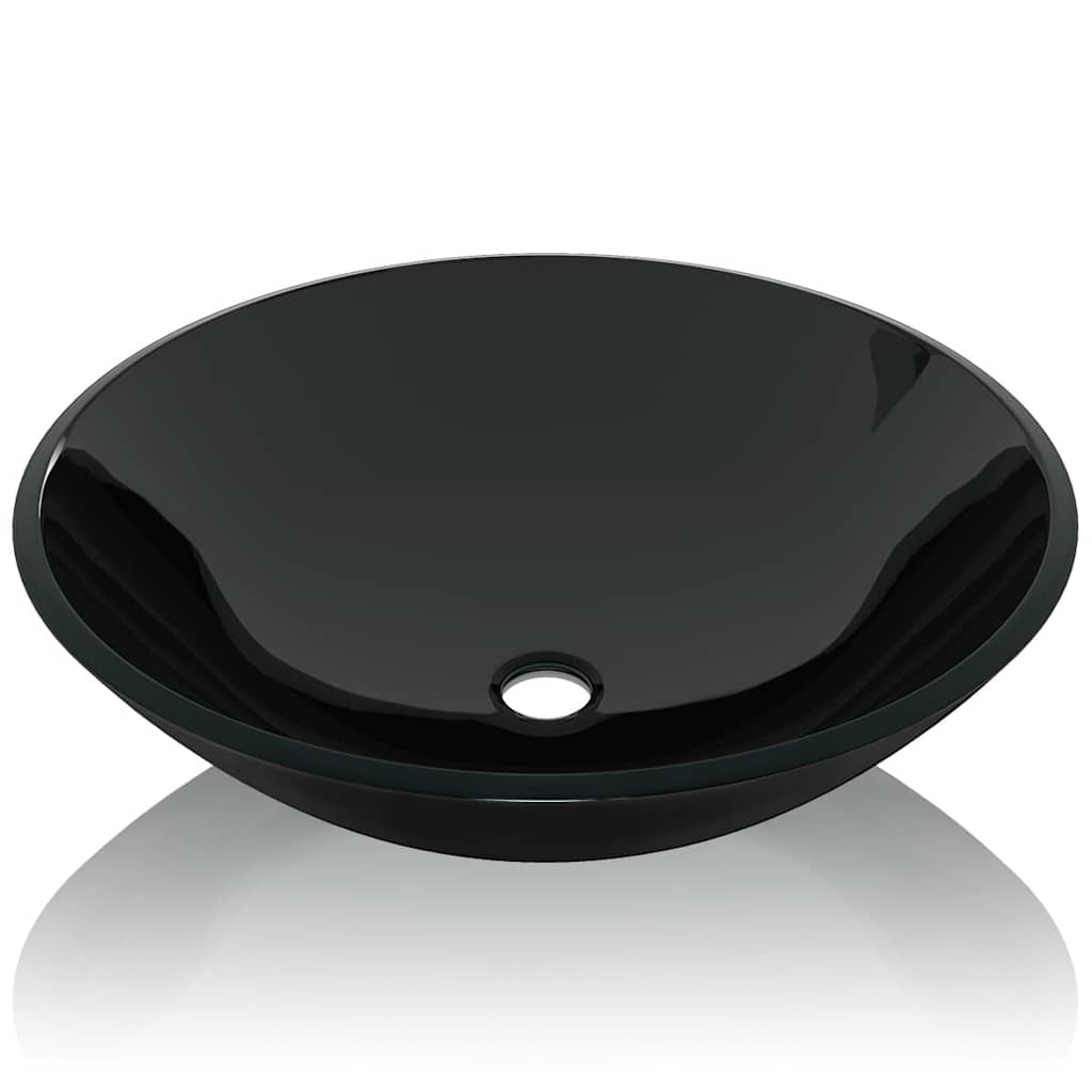 vidaXL Basin Tempered Glass 42 cm Black 3