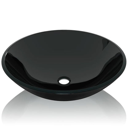 vidaXL Basin Tempered Glass 42 cm Black 3