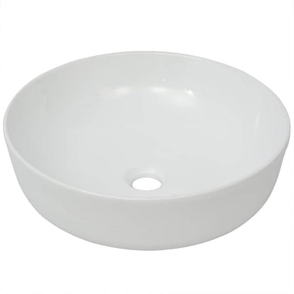 142337 vidaXL Basin Round Ceramic White 41,5x13,5 cm 2