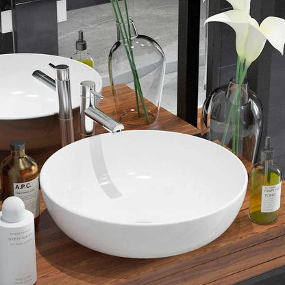142337 vidaXL Basin Round Ceramic White 41,5x13,5 cm 1