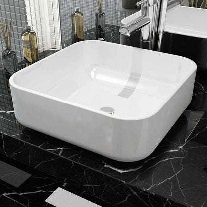 Basin Square Ceramic 39x39x13,5 cm White