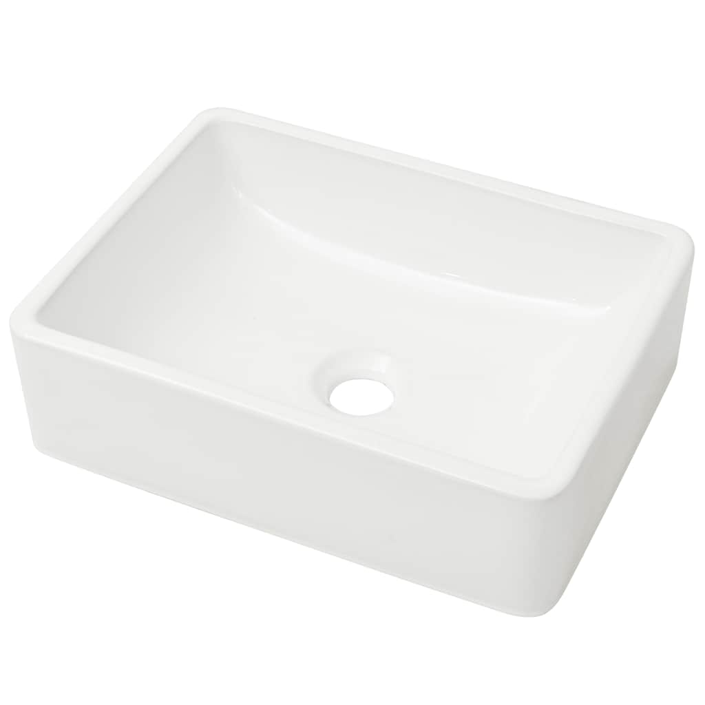 142339 vidaXL Basin Ceramic White 41x30x12 cm 2