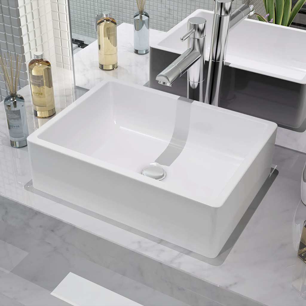 142339 vidaXL Basin Ceramic White 41x30x12 cm 1