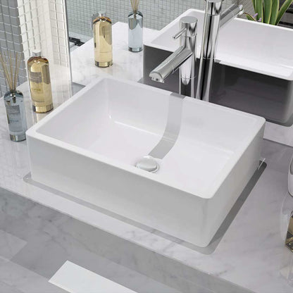 142339 vidaXL Basin Ceramic White 41x30x12 cm 1