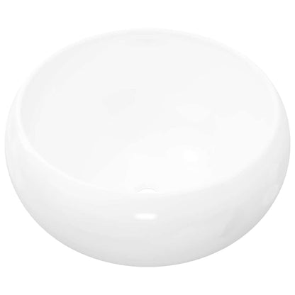 vidaXL Basin Round Ceramic White 40x15 cm 2