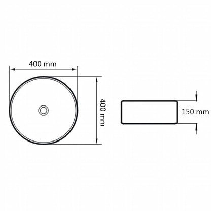 vidaXL Basin Round Ceramic White 40x15 cm 6