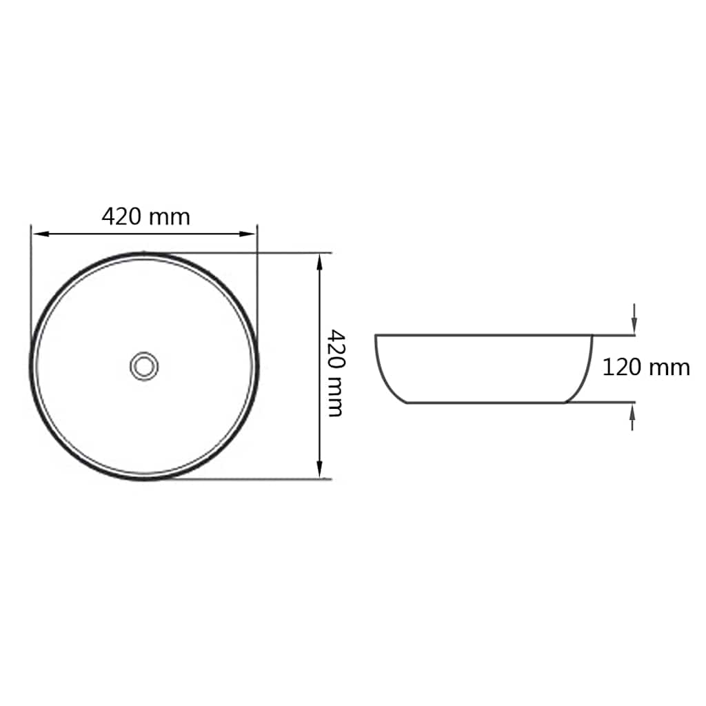 vidaXL Basin Round Ceramic White 42x12 cm 5
