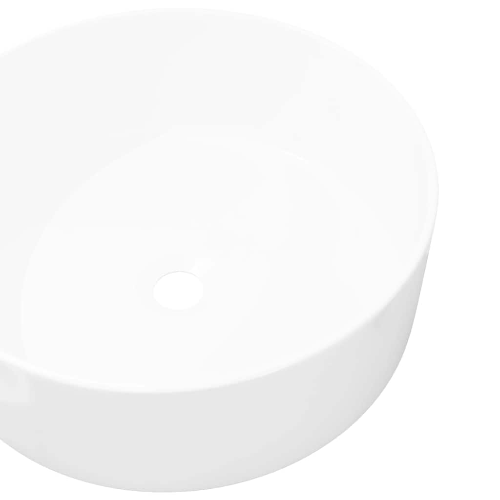 vidaXL Basin Round Ceramic White 40x15 cm 4