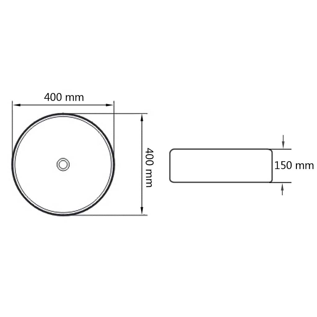 vidaXL Basin Round Ceramic White 40x15 cm 6