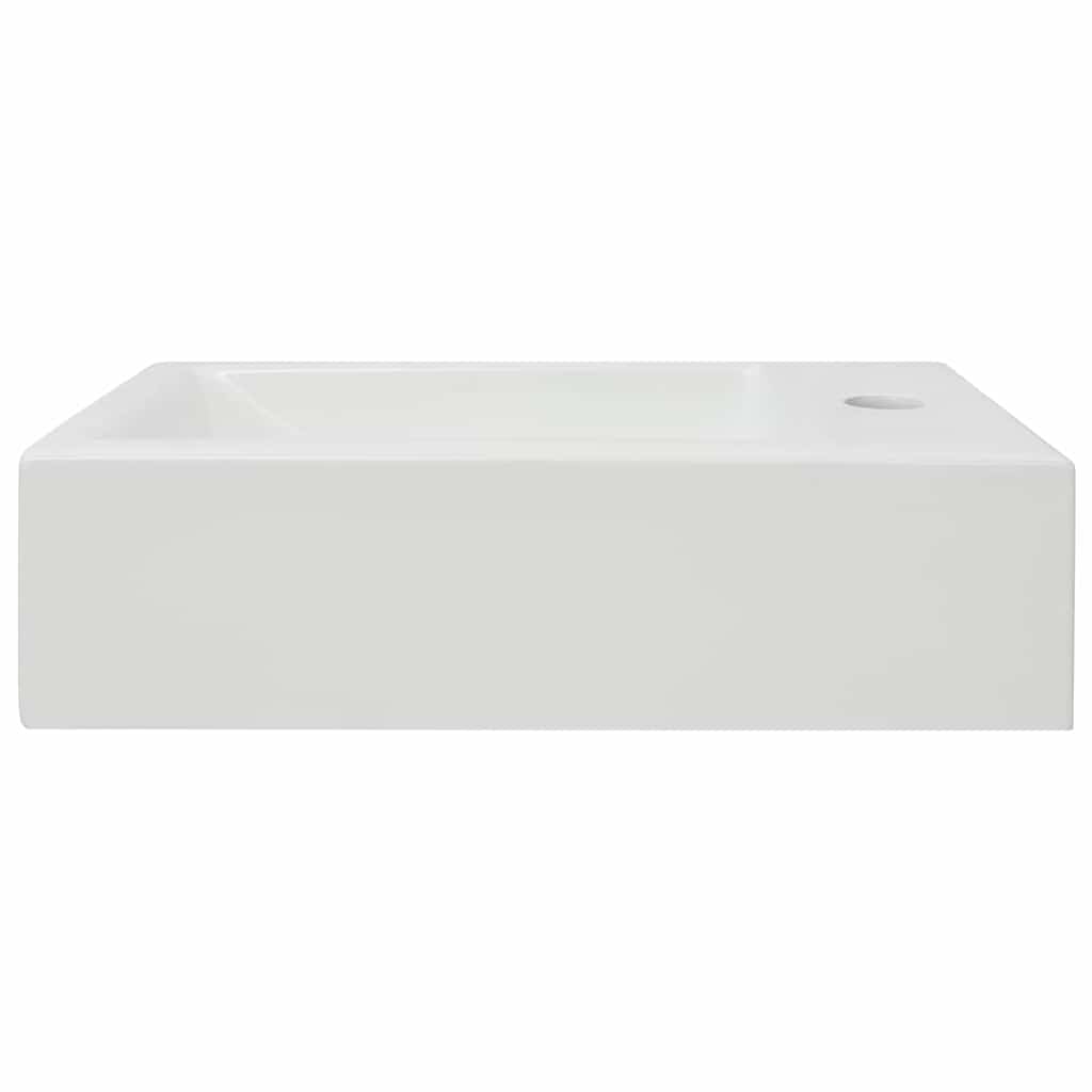 vidaXL Basin with Faucet Hole Rectangular Ceramic White 46x25.5x12 cm 4