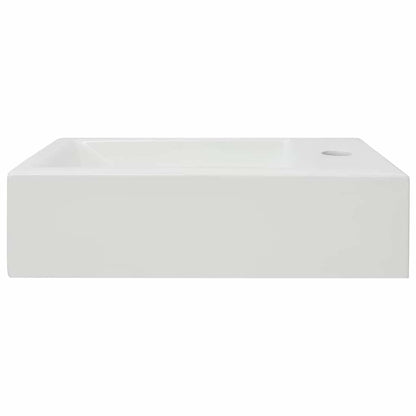 vidaXL Basin with Faucet Hole Rectangular Ceramic White 46x25.5x12 cm 4