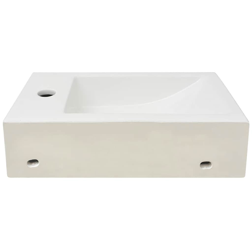 vidaXL Basin with Faucet Hole Rectangular Ceramic White 46x25.5x12 cm 5