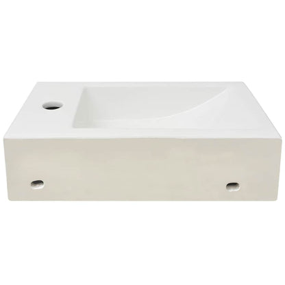 vidaXL Basin with Faucet Hole Rectangular Ceramic White 46x25.5x12 cm 5