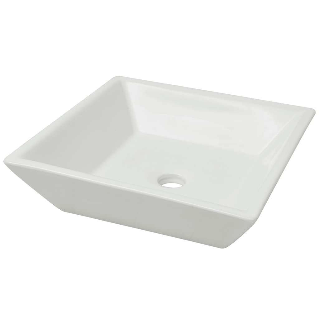 vidaXL Basin Square Ceramic White 41.5x41.5x12 cm 2