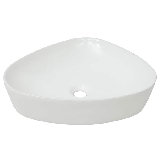 142345 vidaXL Basin Triangle Ceramic White 50,5x41x12 cm 2
