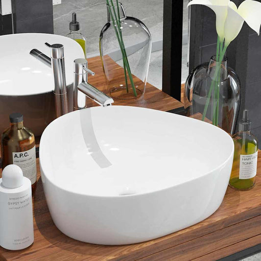 142345 vidaXL Basin Triangle Ceramic White 50,5x41x12 cm 1