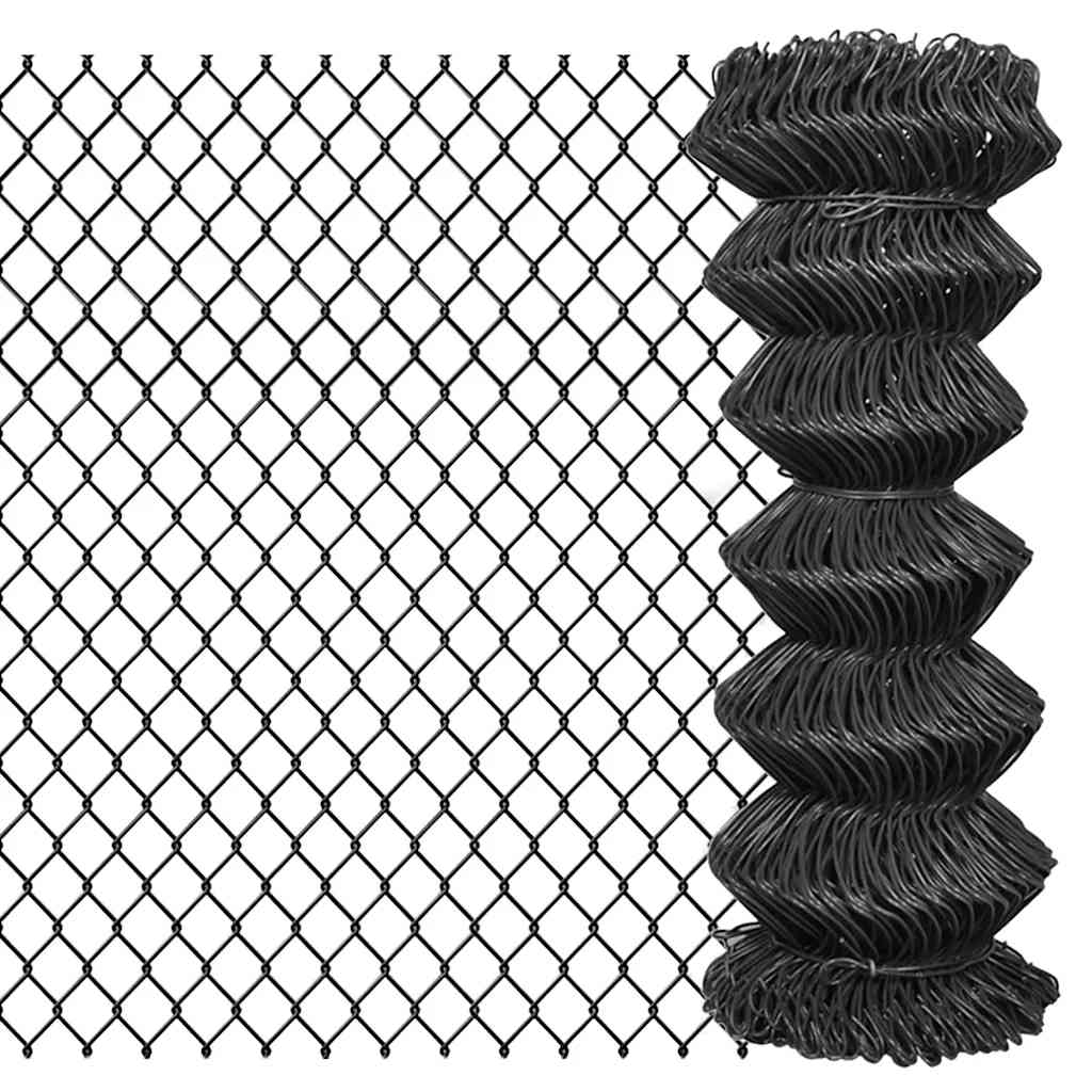 142429 vidaXL Chain Link Fence Steel 25x1 m Grey 1