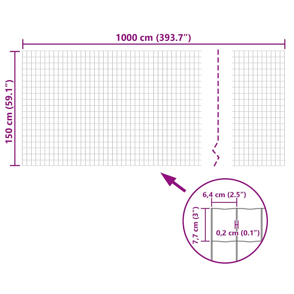 vidaXL Euro Fence Steel 10x1.5 m Grey 5
