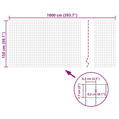 vidaXL Euro Fence Steel 10x1.5 m Grey 5