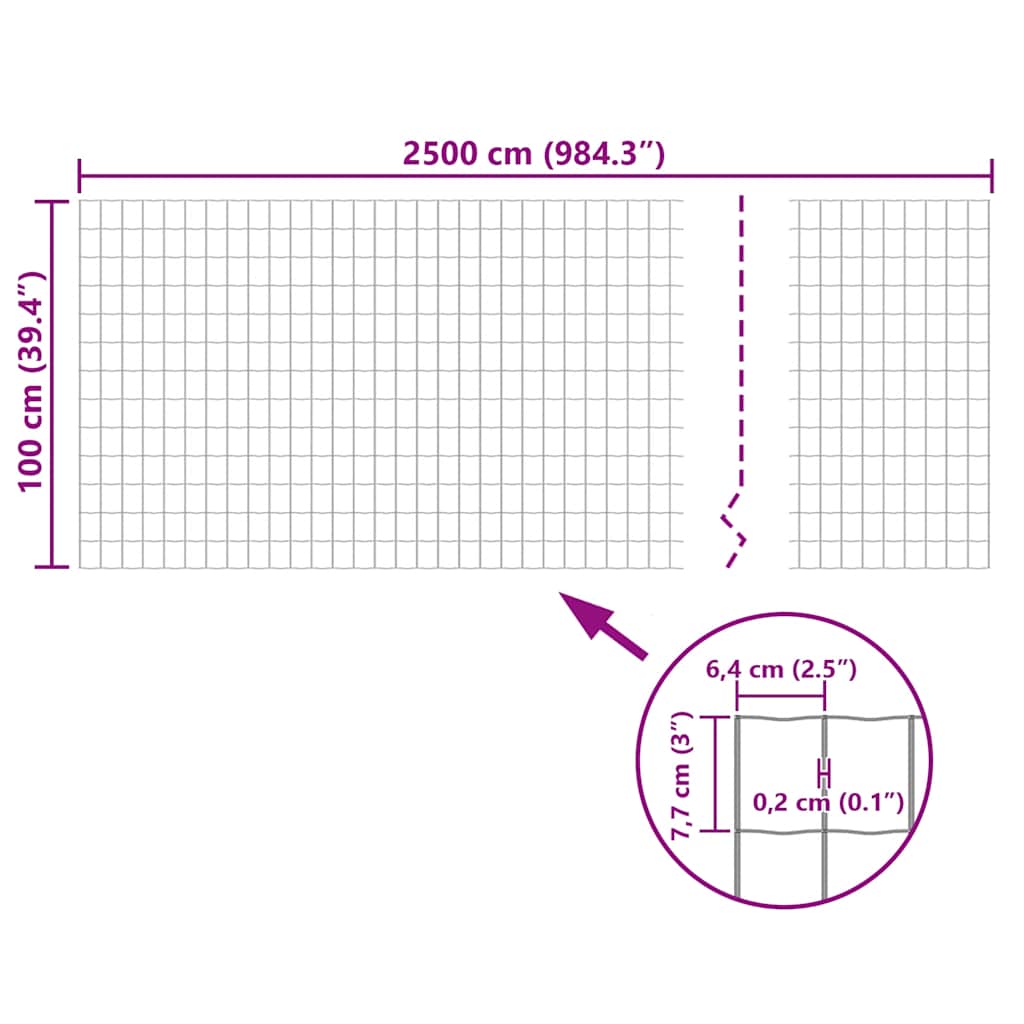 vidaXL Euro Fence Steel 25x1 m Grey 5