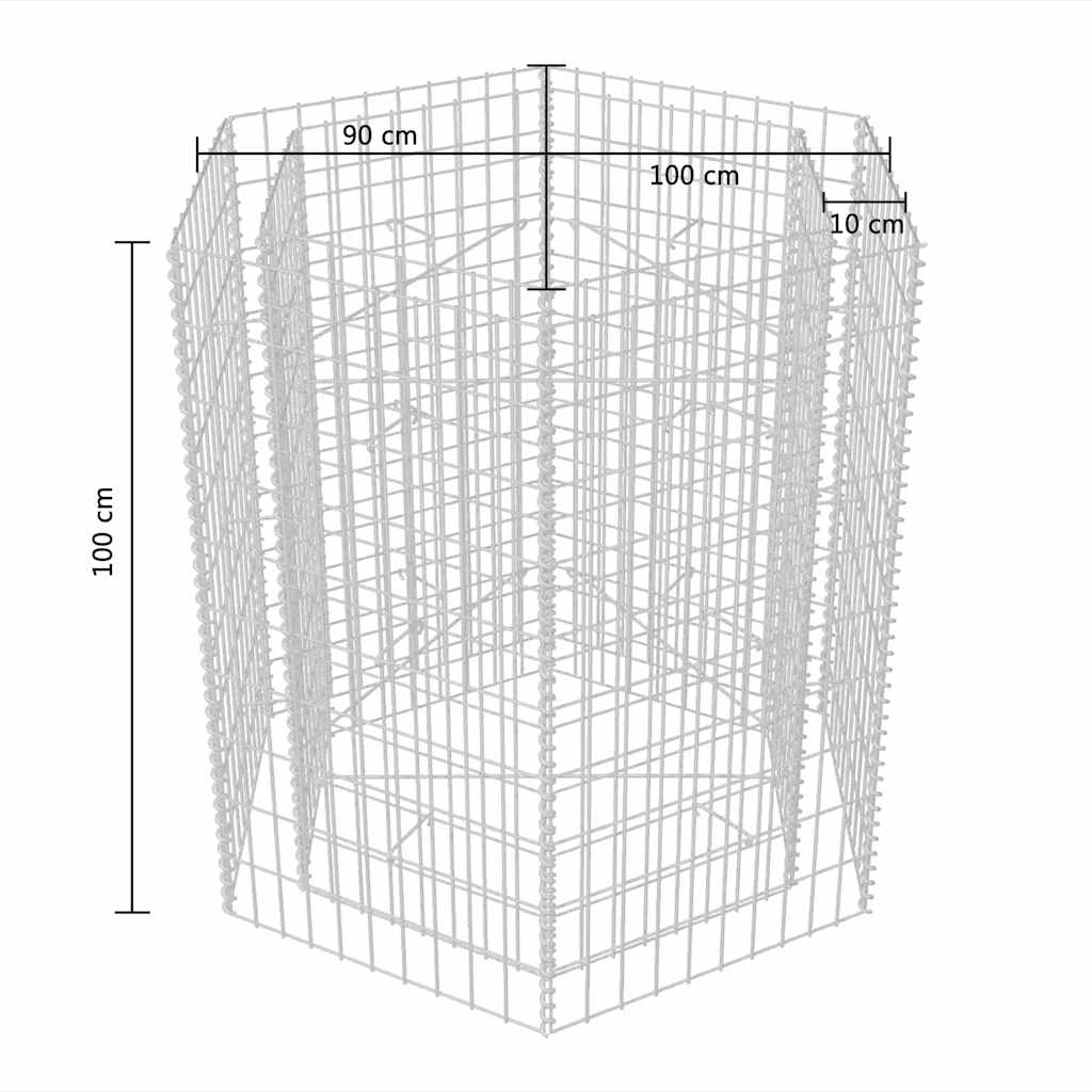 142533 vidaXL Hexagonal Gabion Raised Bed 100x90x100 cm 6