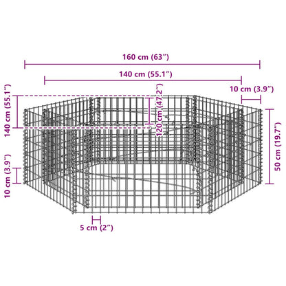 vidaXL Hexagonal Gabion Raised Bed 160x140x50 cm 6