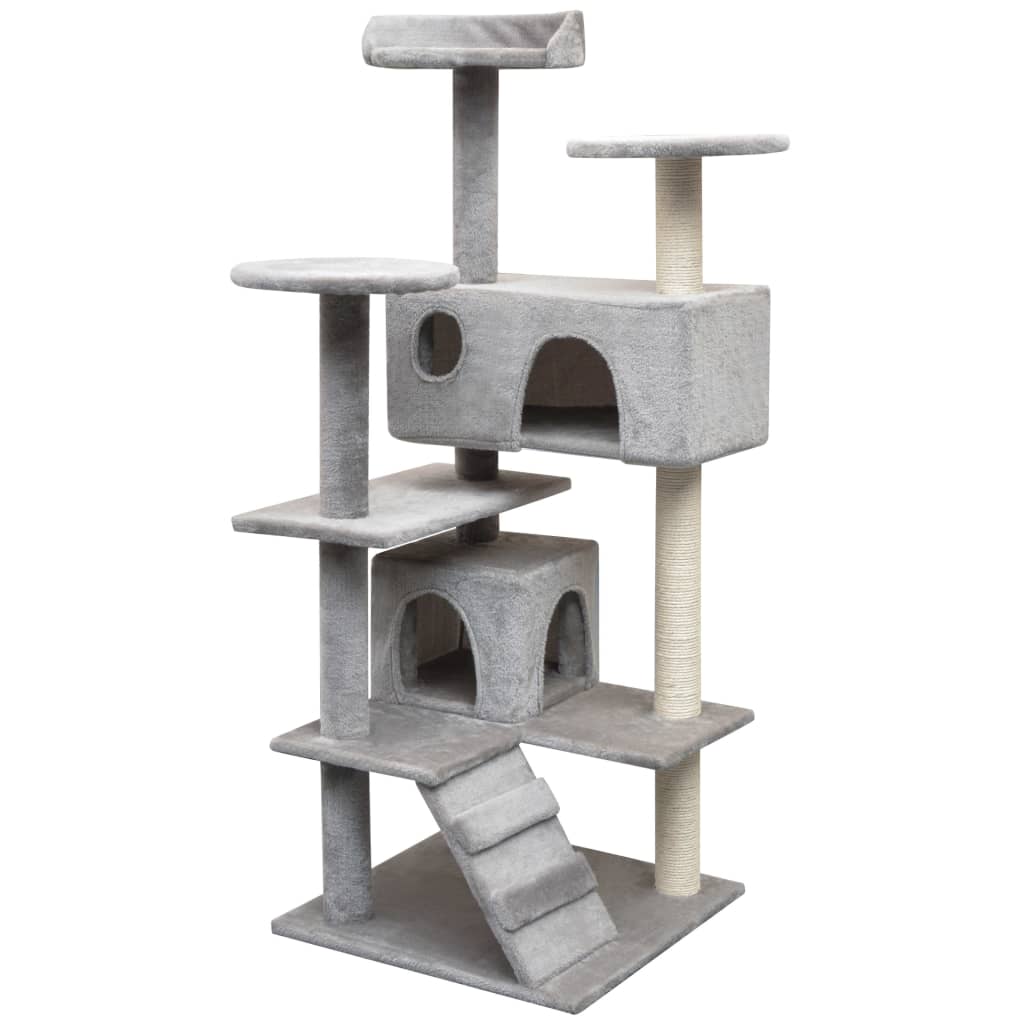 170475 vidaXL Cat Tree with Sisal Scratching Posts 125 cm Grey 1
