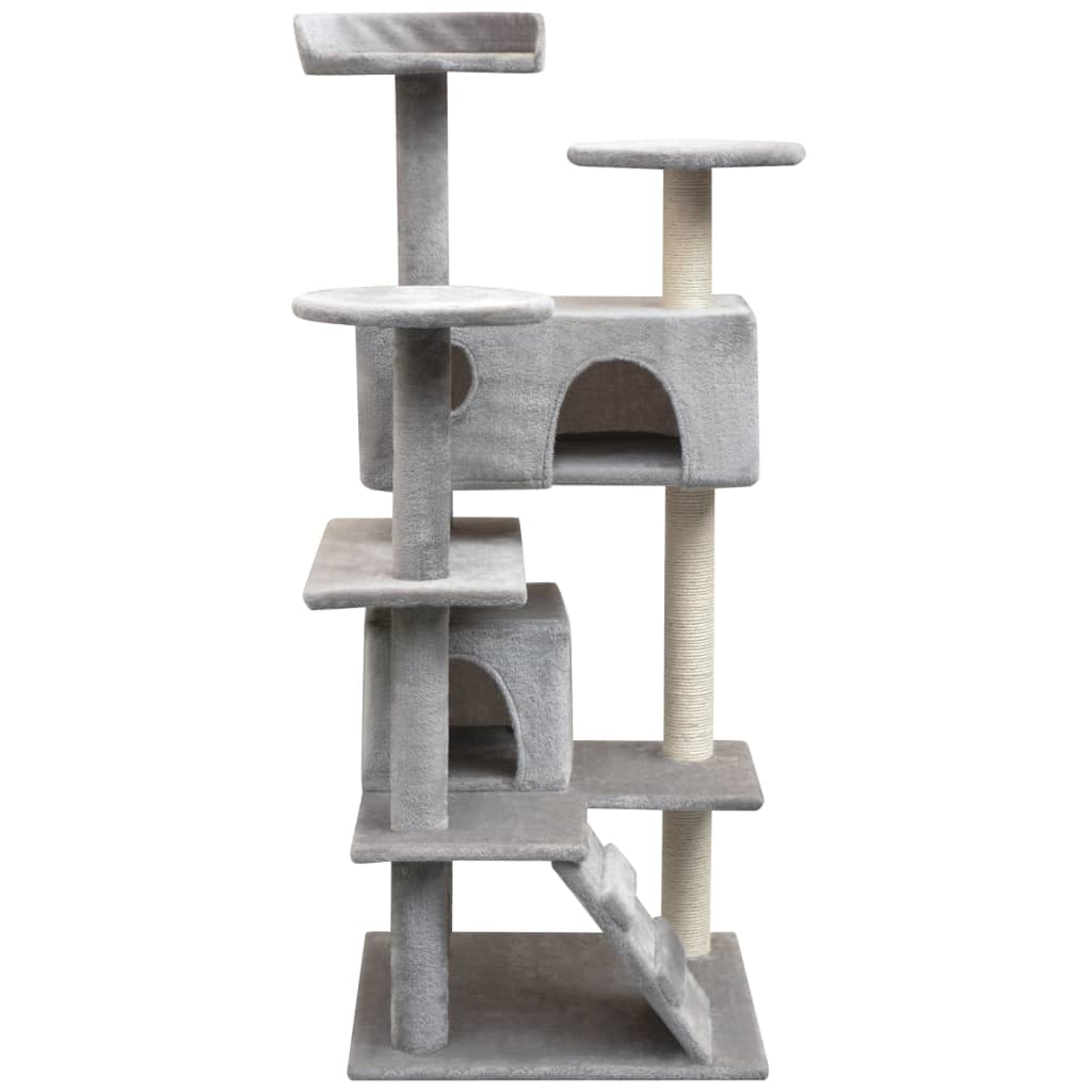 Cat Tree with Sisal Scratching Posts 125 cm Height 125 cm Grey 67 cm 67 cm