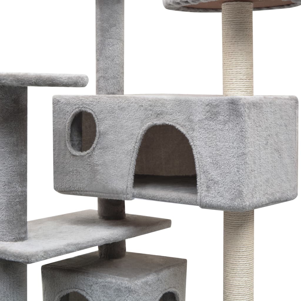 Cat Tree with Sisal Scratching Posts 125 cm Height 125 cm Grey 67 cm 67 cm