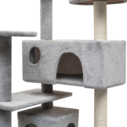 Cat Tree with Sisal Scratching Posts 125 cm Height 125 cm Grey 67 cm 67 cm