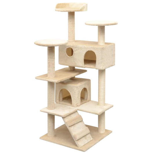 170477 vidaXL Cat Tree with Sisal Scratching Posts 125 cm Beige 1