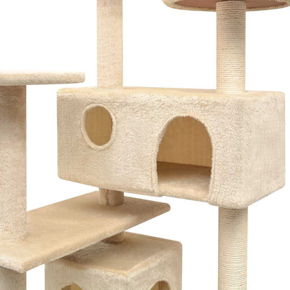 Cat Tree with Sisal Scratching Posts 125 cm Height 125 cm Beige 67 cm 67 cm