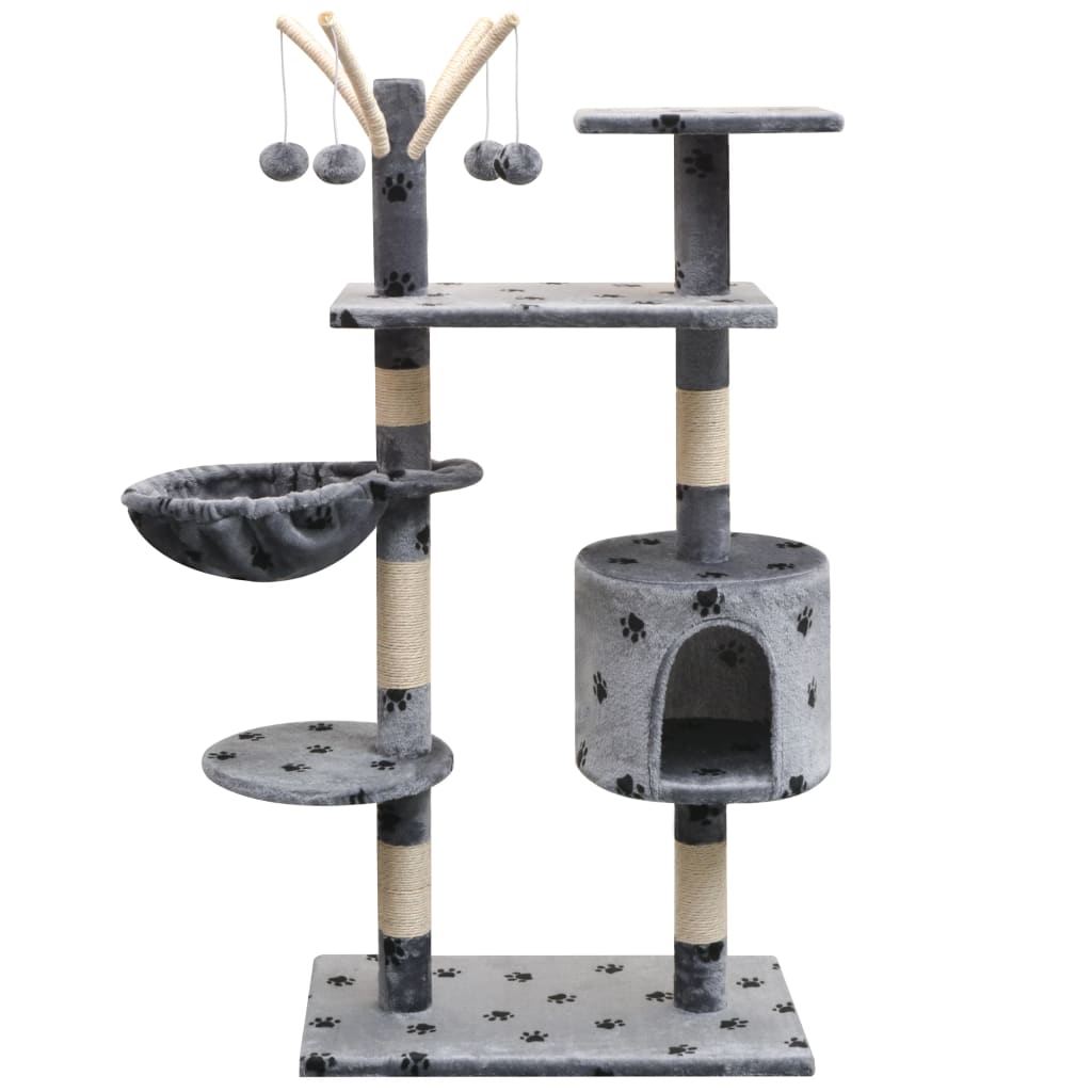 vidaXL Cat Tree | Grey with black paw prints 1