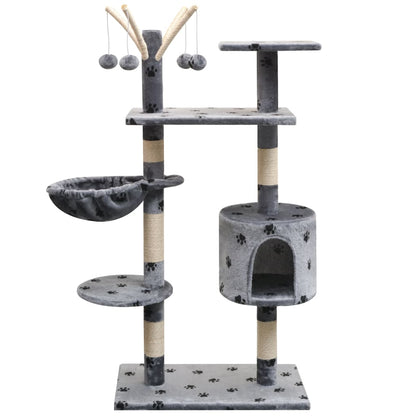 vidaXL Cat Tree | Grey with black paw prints 1