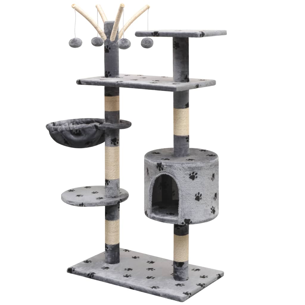 vidaXL Cat Tree | Grey with black paw prints 2