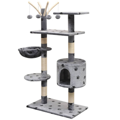 vidaXL Cat Tree | Grey with black paw prints 2