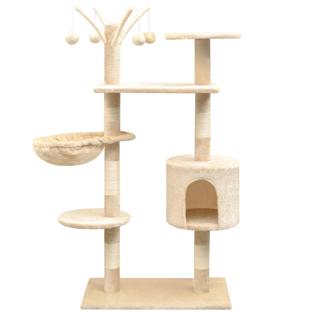 Cat Tree with Sisal Scratching Posts 125 cm Height 125 cm Beige 96 cm 35 cm