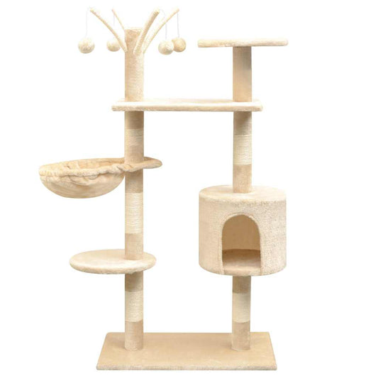 170482 vidaXL Cat Tree with Sisal Scratching Posts 125 cm Beige 1
