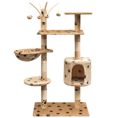 vidaXL Cat Tree | Beige with black paw prints 1