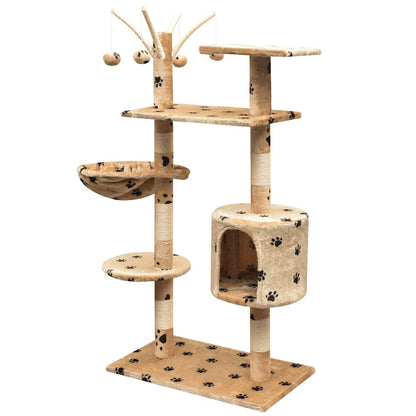 vidaXL Cat Tree | Beige with black paw prints 2